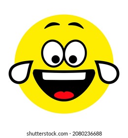 Face with positive emotions. Vector icon illustration.