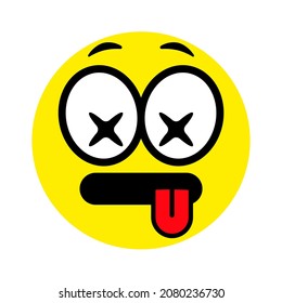 Face with positive emotions. Vector icon illustration.