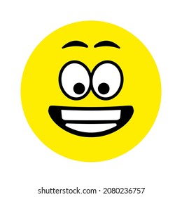 Face with positive emotions. Vector icon illustration.