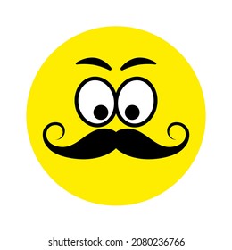 Face with positive emotions. Vector icon illustration.
