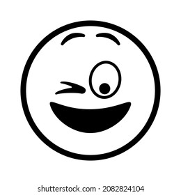 Face with positive emotions. Vector icon illustration.