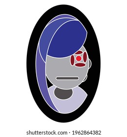 face potrait abstraction wall art ilustration design vector. creative shape design with texture geometric shapes. abstrac geometric face minimalism. girl or woman cute fulcolor.