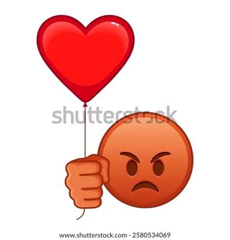 Face pouting lips with red heart baloon Large size of red emoji smile