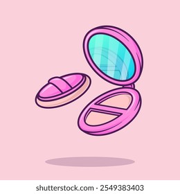 Face Powder Cartoon Vector Icon Illustration. Beauty Object 
Icon Concept Isolated Premium Vector. Flat Cartoon Style 