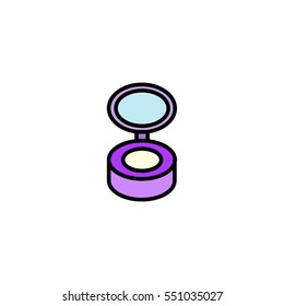 Face powder flat colored line icon