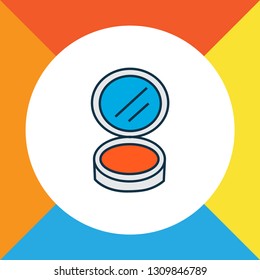 Face powder icon colored line symbol. Premium quality isolated cosmetics element in trendy style.