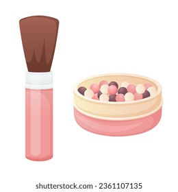 Face powder with make up brush isolated on white