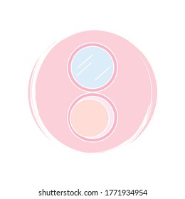 Face powder make up icon logo vector illustration on circle with brush texture for social media story highlight