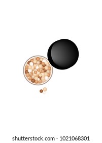 Face powder on white background