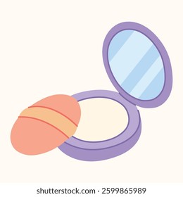Face powder. Vector illustration in cartoon style on light isolated background