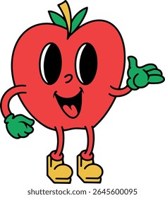 Gesichtsdarstellung Apfel Vintage Zeichen Illustration Vektorfarbe