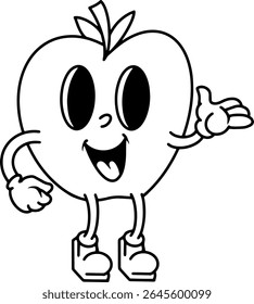 Presentación de la cara Apple Vintage Personaje Ilustración Vector Libro para colorear