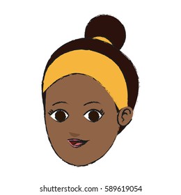 face of pretty dark skin  young woman icon image