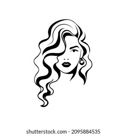 Face of pretty woman logo vector.