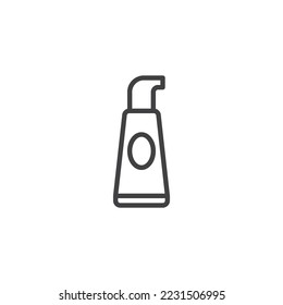 Icono de la línea de imprimación facial. signo de estilo lineal para concepto móvil y diseño web. Icono del vector de contorno del esquema de la base de maquillaje. Símbolo, ilustración del logotipo. Gráficos vectoriales