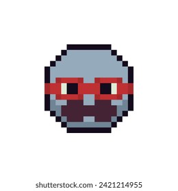 cara de profesores con gafas y bigote, icono de arte de píxeles graciosos, cara divertida, personaje de caricatura de sonrisa. Estilo plano de 8 bits. Ilustración vectorial colorida abstracta aislada.