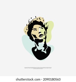 Face Profile Black and white high contrast portrait of confident young man with head lean back. Easy editable layered vector illustration.