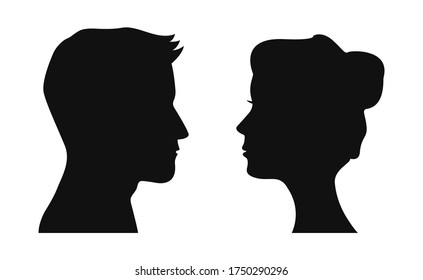 Face in profile icon. Man and woman silhouette