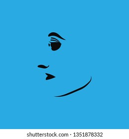 face profile line icon vector