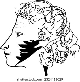 face profile face poet writer sketch Pushkin 