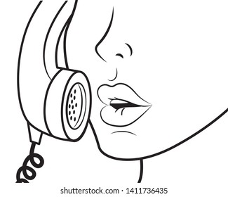 face profile using the telephone black and white