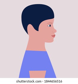 Boy’s face in profile. Vector illustration in a flat style