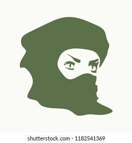Face profile view. Elegant silhouette of a muslim woman with hijab