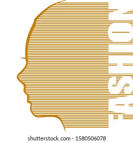 Face profile view. Elegant silhouette of a female head. Beautiful woman portrait. Fashion word