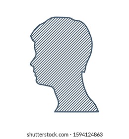 Face profile view. Elegant silhouette of male head. Beautiful man portrait. Thin line style