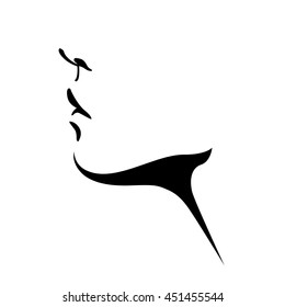 Face profile view. Elegant silhouette of lower part of human face. Vector Illustration