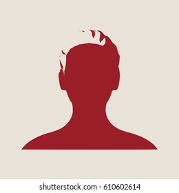 Face profile view. Elegant silhouette of a female head. Vector Illustration. Short hair. Monochrome gamma.