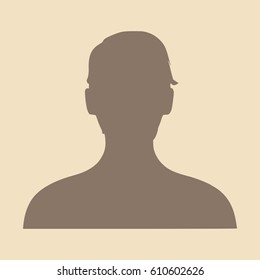 Face profile view. Elegant silhouette of a female head. Vector Illustration. Short hair. Monochrome gamma.