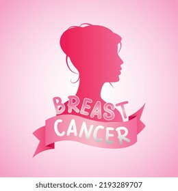 face profile woman. breast cancer day . vector illustration
