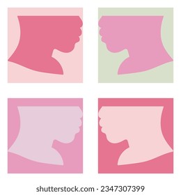 Face profiles poster illustration, vector