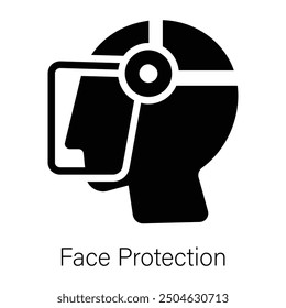Face protection helmet icon in glyph style