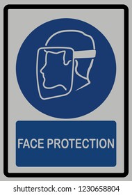 face protection must be worn in this area , on white isolate background signs
