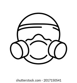 Face protective mask icon. Flat pictogram for web. Line stroke. Respirator isolated on white background. Outline vector eps10. Coronavirus pandemic