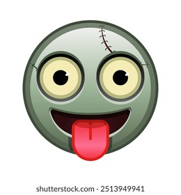 Rosto com língua saliente Grande tamanho de zumbi halloween emoji