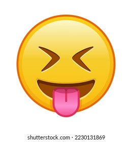 Cara con lengua sobresaliente y ojos fuertemente cerrados Gran tamaño de sonrisa emoticona amarilla