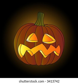 Face of pumpkin glowing on Halloween night. vector