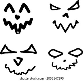 cara del vector de calabaza blanco y negro. expresión de calabaza para helloween