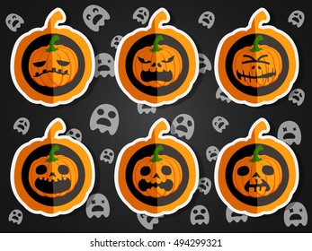 Face pumpkins for Halloween set 4