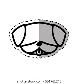 face puppy cute tongue out dot line shadow vector illustration eps 10