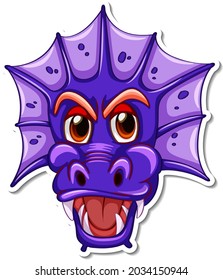 Face of purple dragon cartoon character sticker illustration