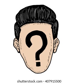 Face question mark drawing free hand with Vector EPS10.