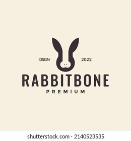 face rabbit with bone vintage logo design, vector graphic symbol icon illustration creative idea