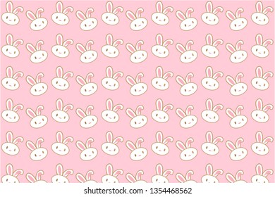 Face rabbit cute pattern cartoons full of cuteness on pink pastel background vector.