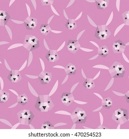 Face rabbit design Pattern.Seamless Pattern pink Background.