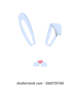 Face of rabbit or hare. cute animal-rabbit face for carnival mask. Decoration element for mobile applications, selfi photo. Vector cartoon illustration isolated on white background.