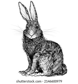 face rabbit portrait, vintage graphic illustration, 
design for posters and postcard